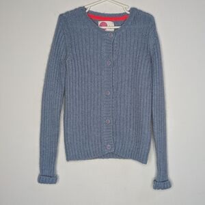 Mini Boden Blue Knit Button Up Cardigan Sweater 7-8